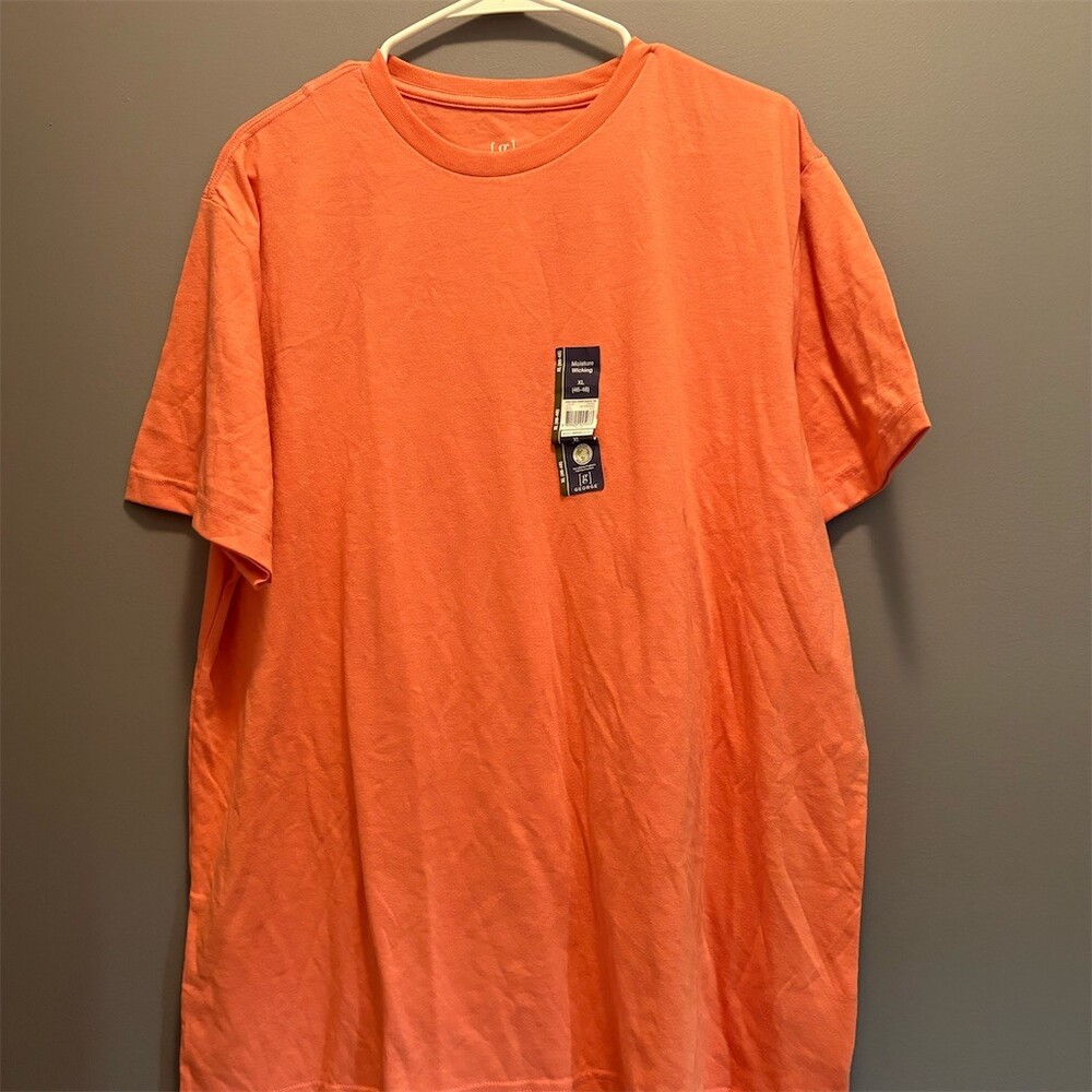 George Men's T-Shirt XL Orange Moisture Wicking Crew Neck Short Sleeve